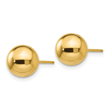10K Gelbgold Poliert 8mm Kugel Ohrstecker