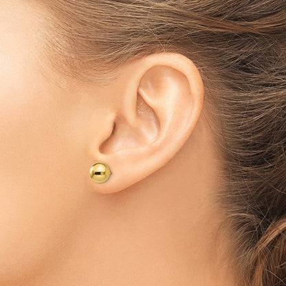 10K Gelbgold Poliert 8mm Kugel Ohrstecker