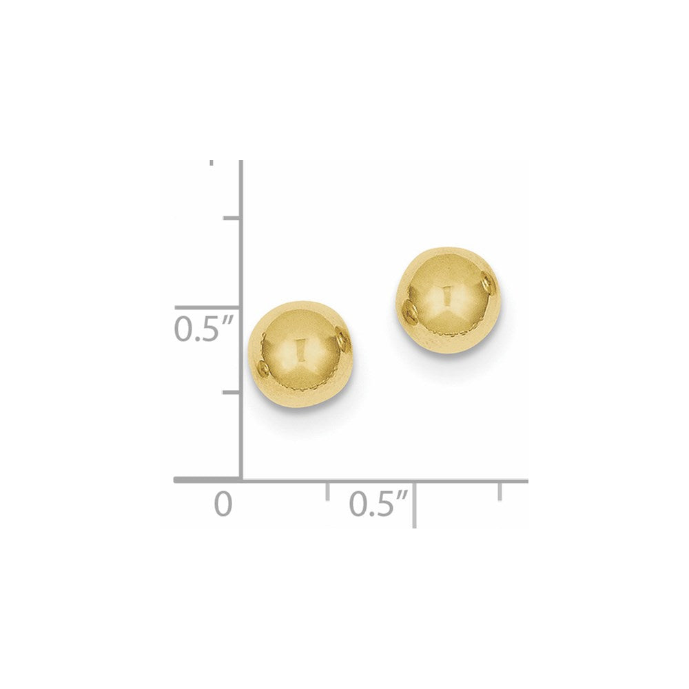 10K Gelbgold Poliert 8mm Kugel Ohrstecker