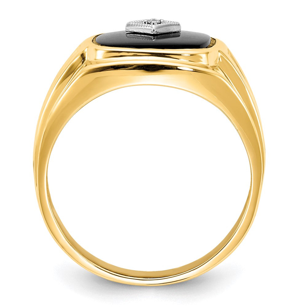 10K Gelb mit Rhodium Diamant Herren Ring