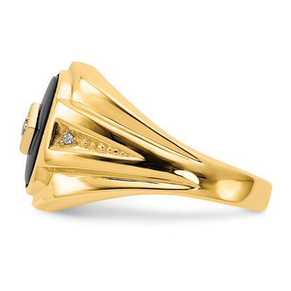 10K Gelb mit Rhodium Diamant Herren Ring