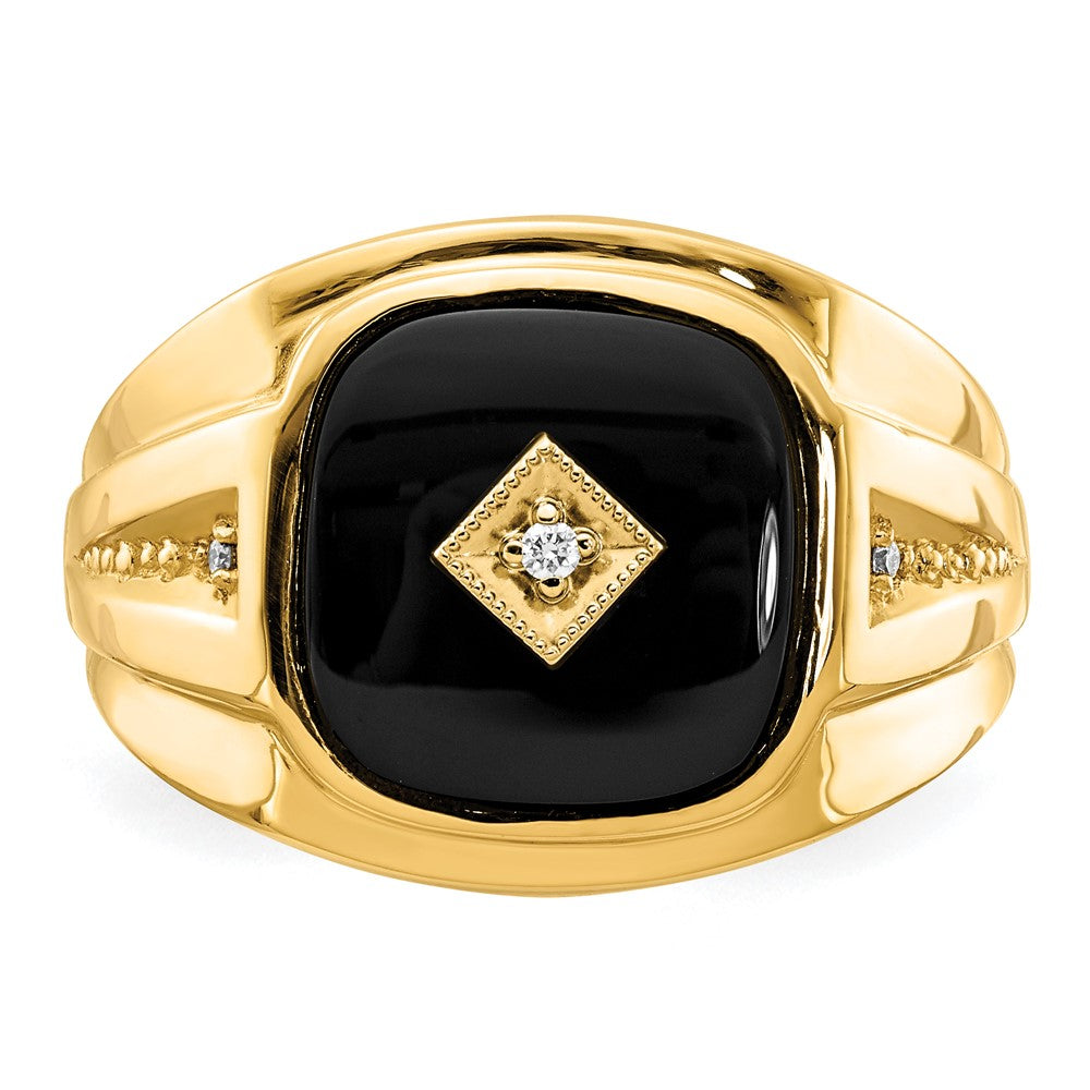 10K Gelb mit Rhodium Diamant Herren Ring