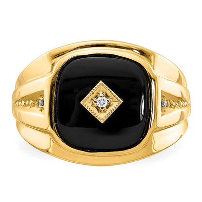 10K Gelb mit Rhodium Diamant Herren Ring