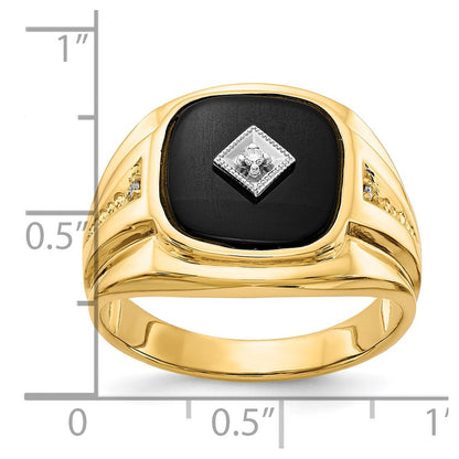 10K Gelb mit Rhodium Diamant Herren Ring