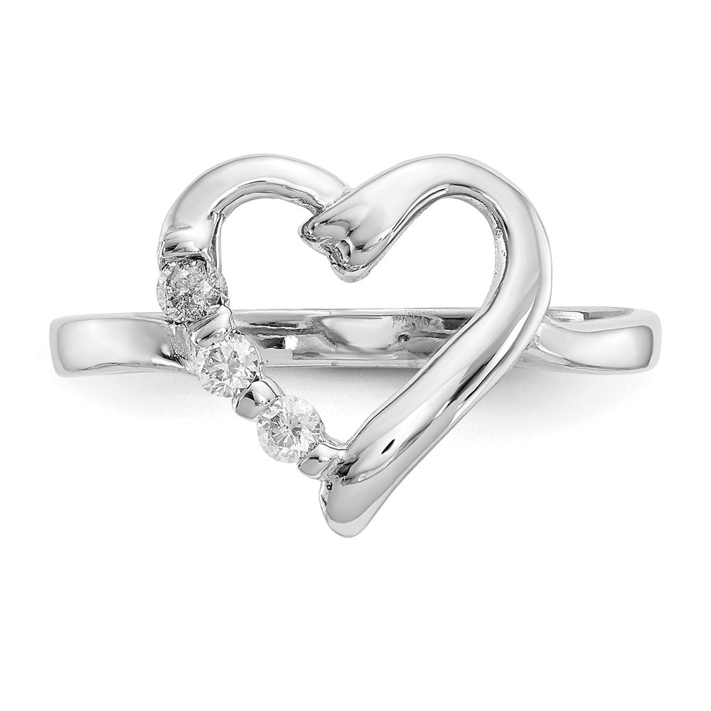 14K Weißgold Ring mit 0,10 ct. echten Diamanten in Herzform