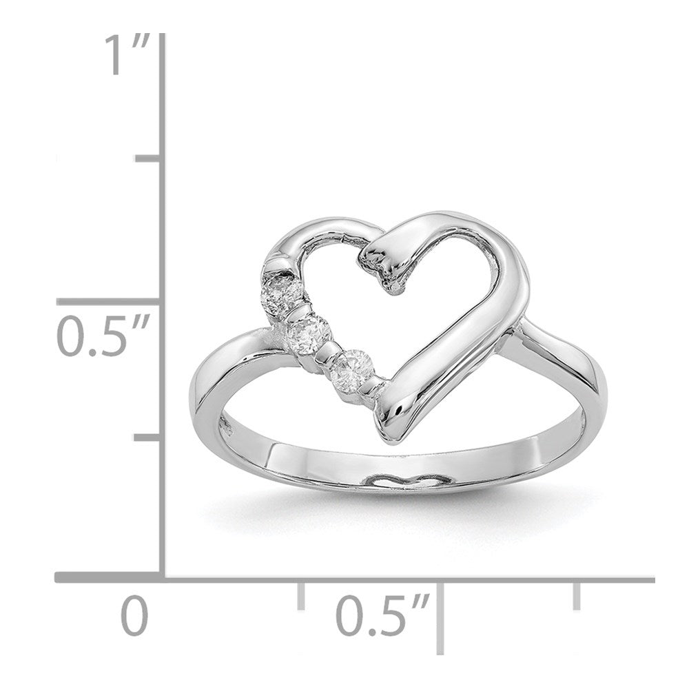 14K Weißgold Ring mit 0,10 ct. echten Diamanten in Herzform
