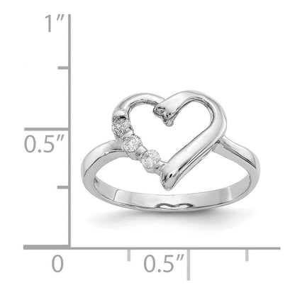 14K Weißgold Ring mit 0,10 ct. echten Diamanten in Herzform