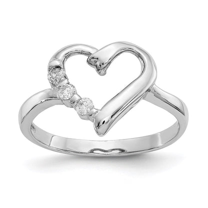 14K Weißgold Ring mit 0,10 ct. echten Diamanten in Herzform