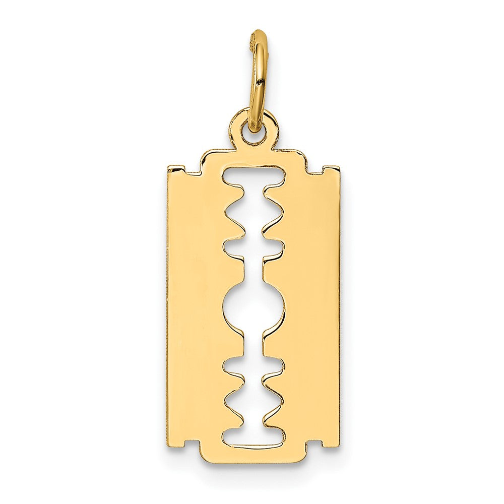 10K Gelbgold Poliert Razor Blade Charm