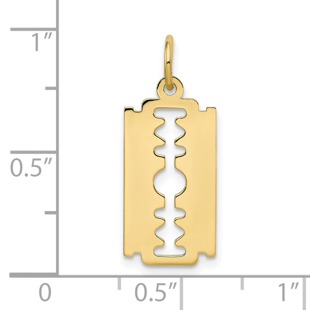 10K Gelbgold Poliert Razor Blade Charm