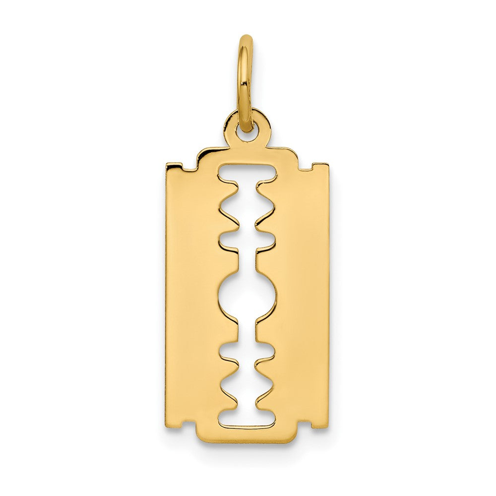 10K Gelbgold Poliert Razor Blade Charm