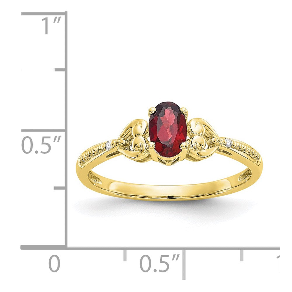 10K Gelbgold Ring mit Granat und echten Diamanten
