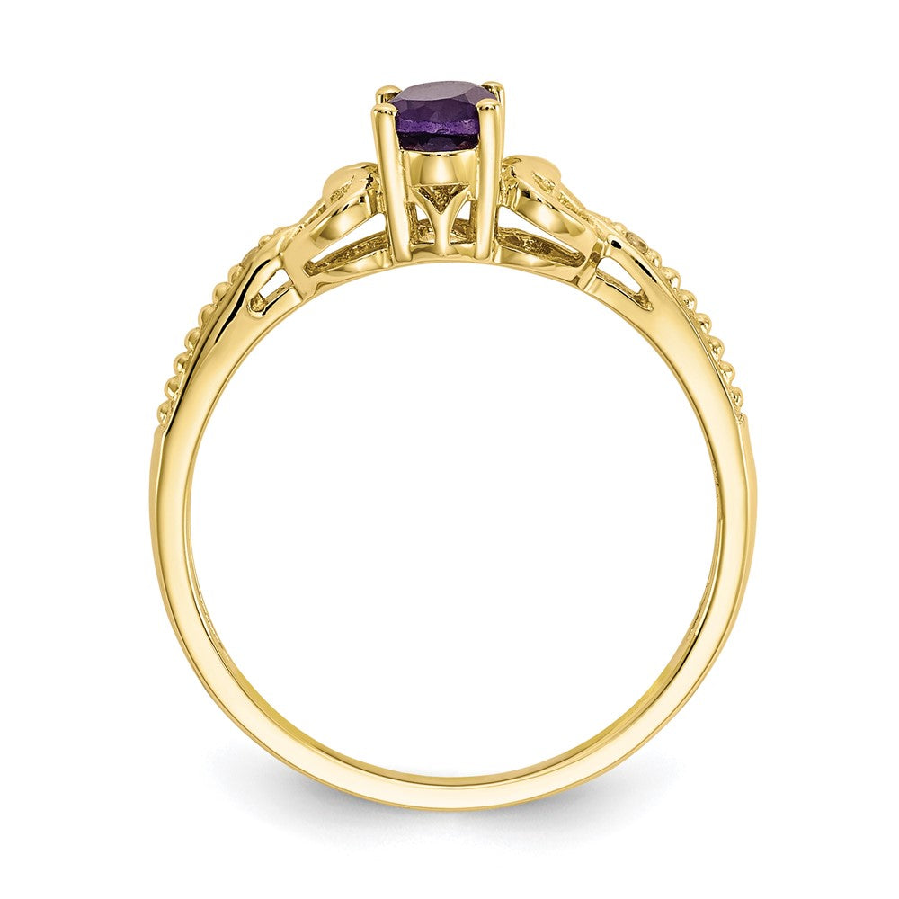 10K Gelbgold Ring mit Amethyst und Diamant