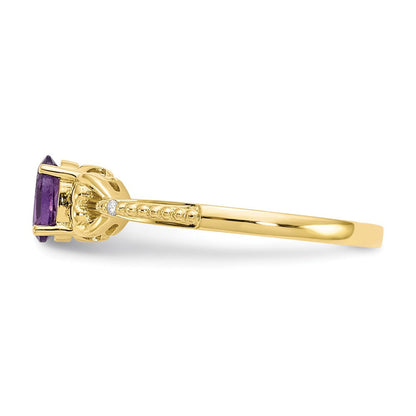 10K Gelbgold Ring mit Amethyst und Diamant