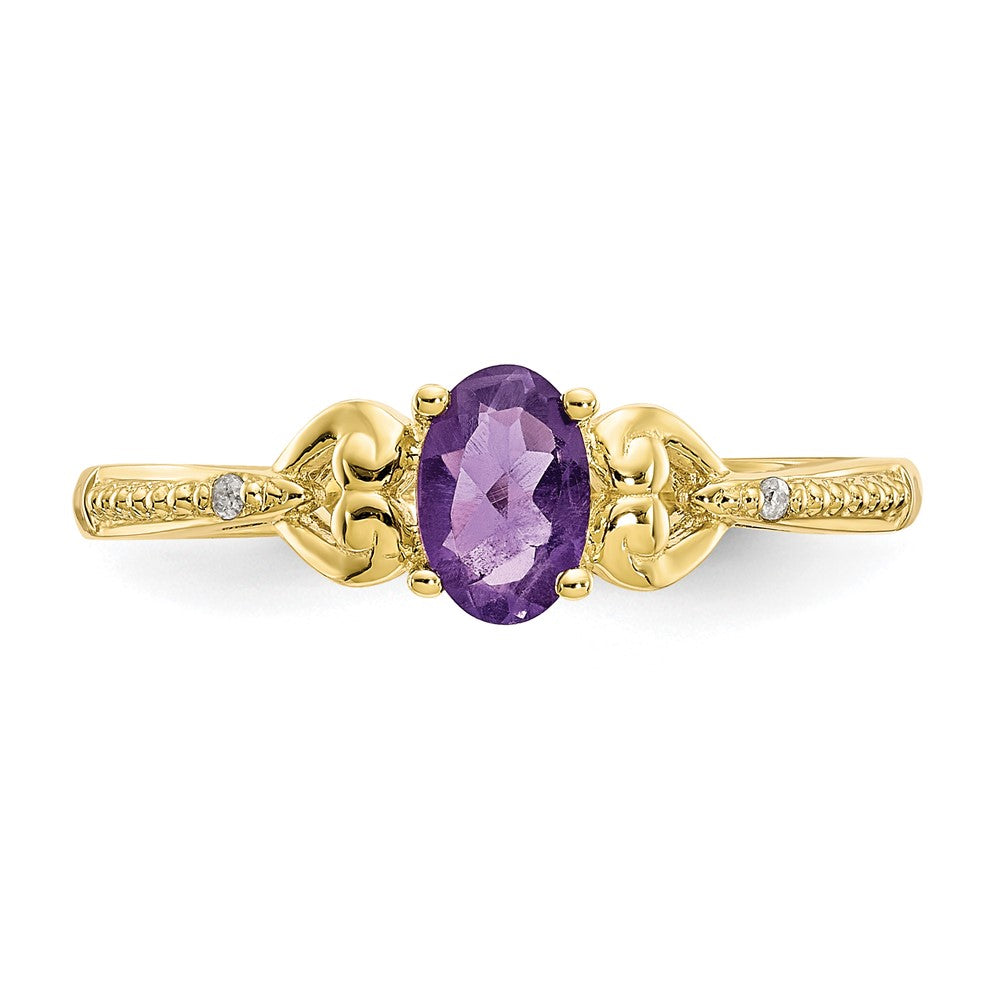 10K Gelbgold Ring mit Amethyst und Diamant