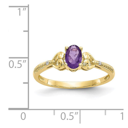10K Gelbgold Ring mit Amethyst und Diamant