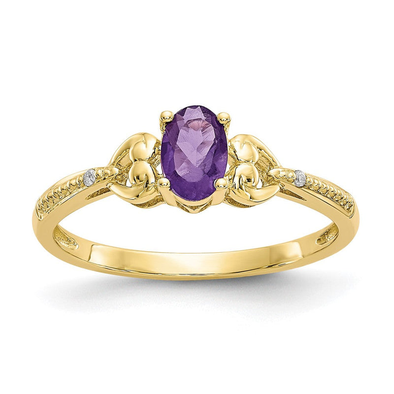 10K Gelbgold Ring mit Amethyst und Diamant