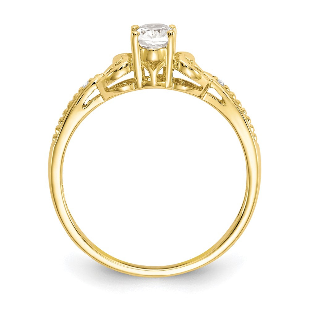 10K Gelbgold Ring mit ovalem Weißtopas und Diamant