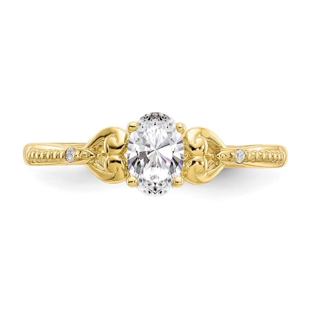 10K Gelbgold Ring mit ovalem Weißtopas und Diamant