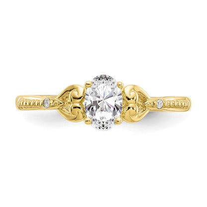10K Gelbgold Ring mit ovalem Weißtopas und Diamant