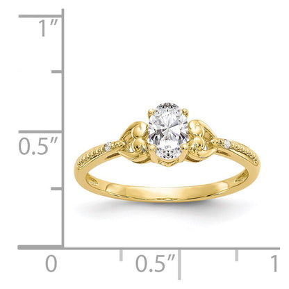 10K Gelbgold Ring mit ovalem Weißtopas und Diamant