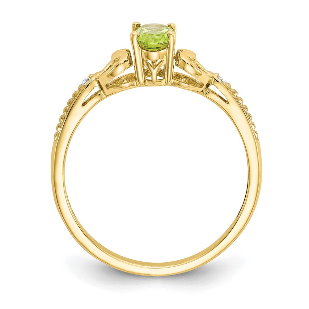 10K Gelbgold Peridot und Echt Diamant Ring