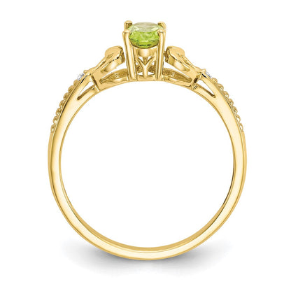 10K Gelbgold Peridot und Echt Diamant Ring