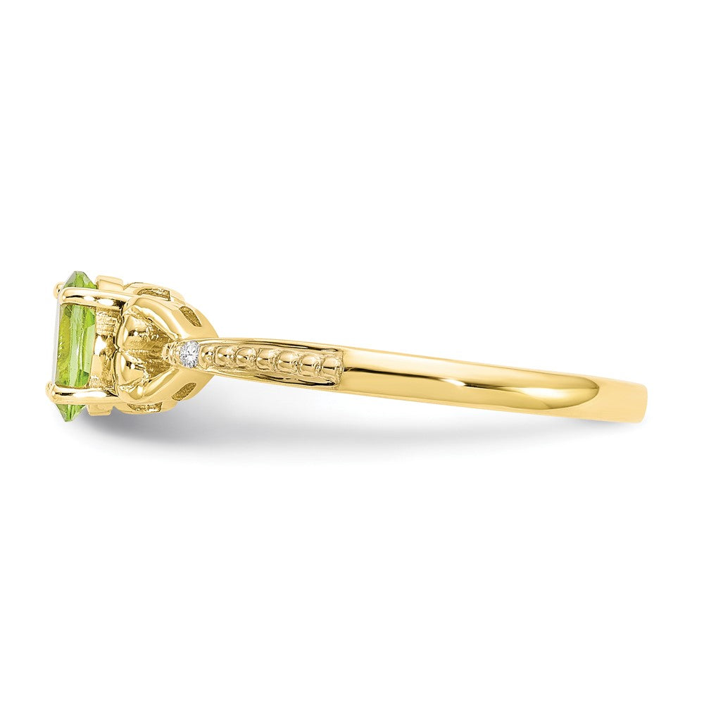 10K Gelbgold Peridot und Echt Diamant Ring