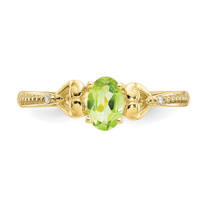 10K Gelbgold Peridot und Echt Diamant Ring