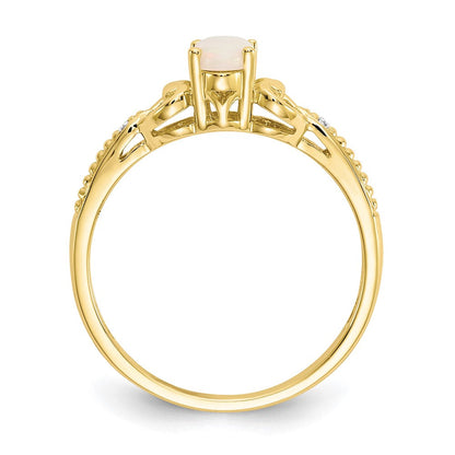 10K Gelbgold Opal und Echt Diamant Ring
