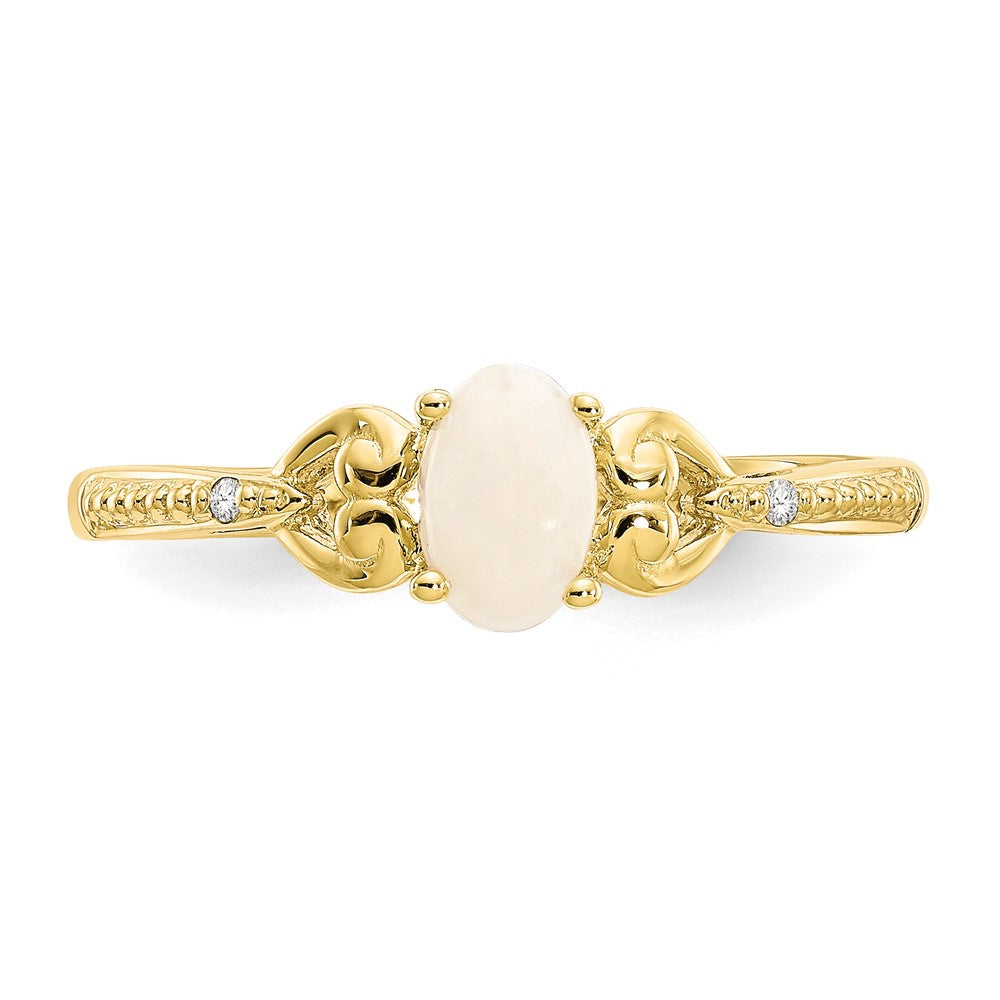 10K Gelbgold Opal und Echt Diamant Ring