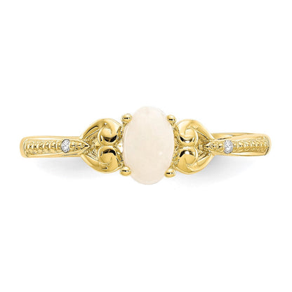 10K Gelbgold Opal und Echt Diamant Ring