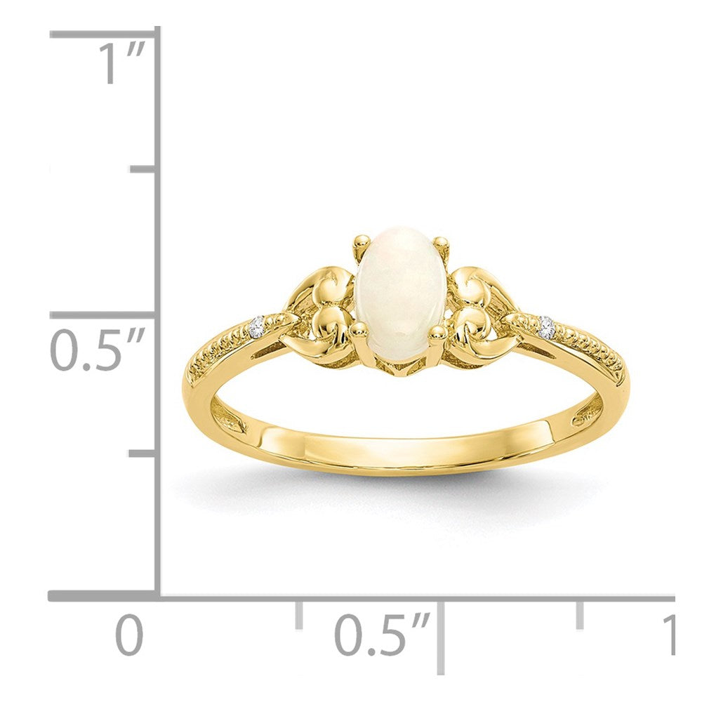 10K Gelbgold Opal und Echt Diamant Ring