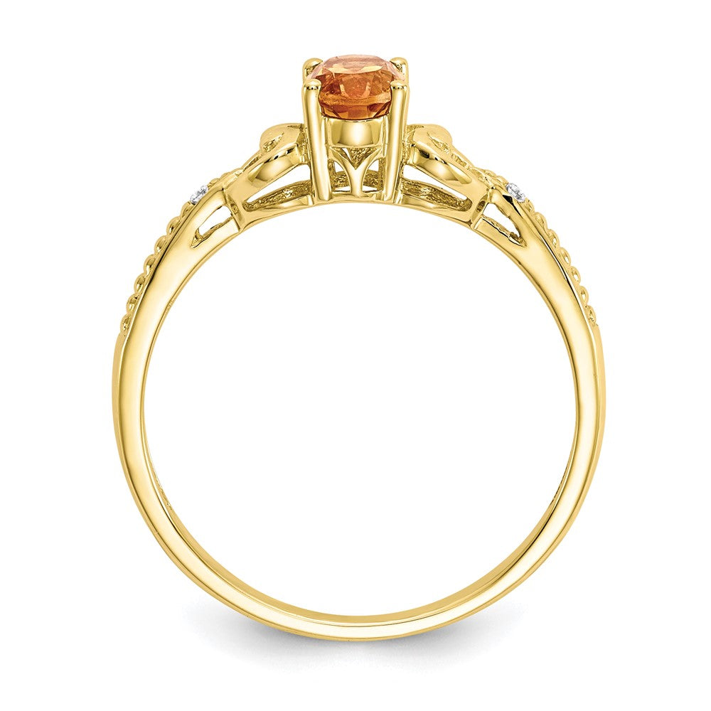 10K Gelbgold Ring mit Citrin und Diamant