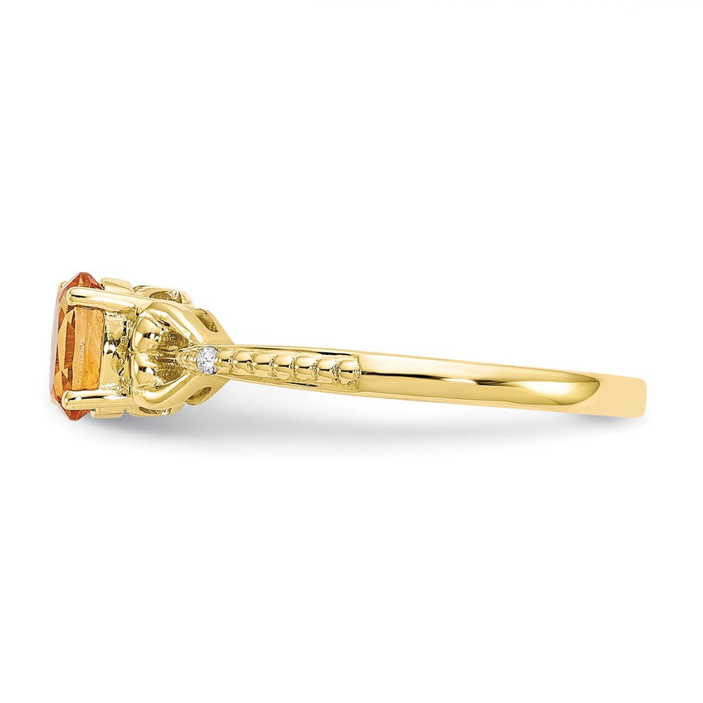10K Gelbgold Ring mit Citrin und Diamant