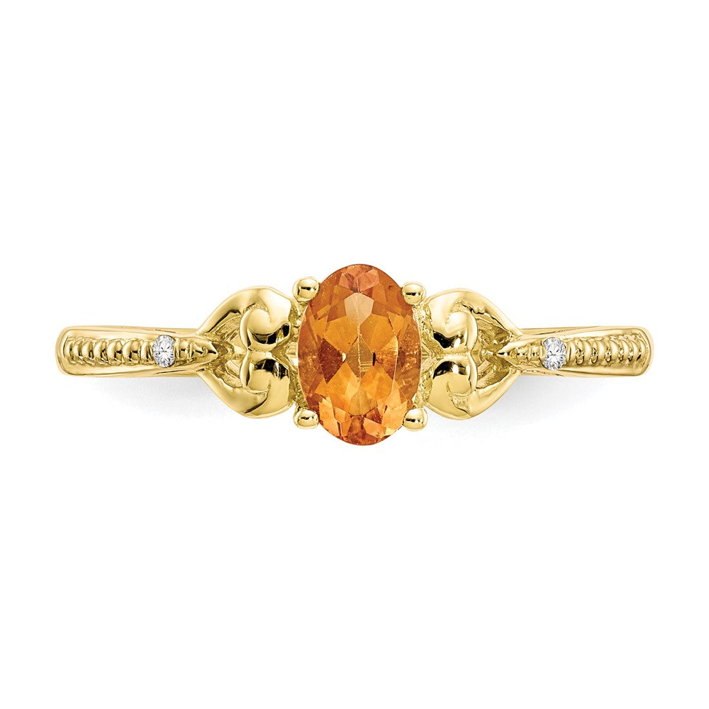 10K Gelbgold Ring mit Citrin und Diamant