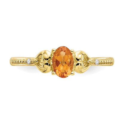 10K Gelbgold Ring mit Citrin und Diamant