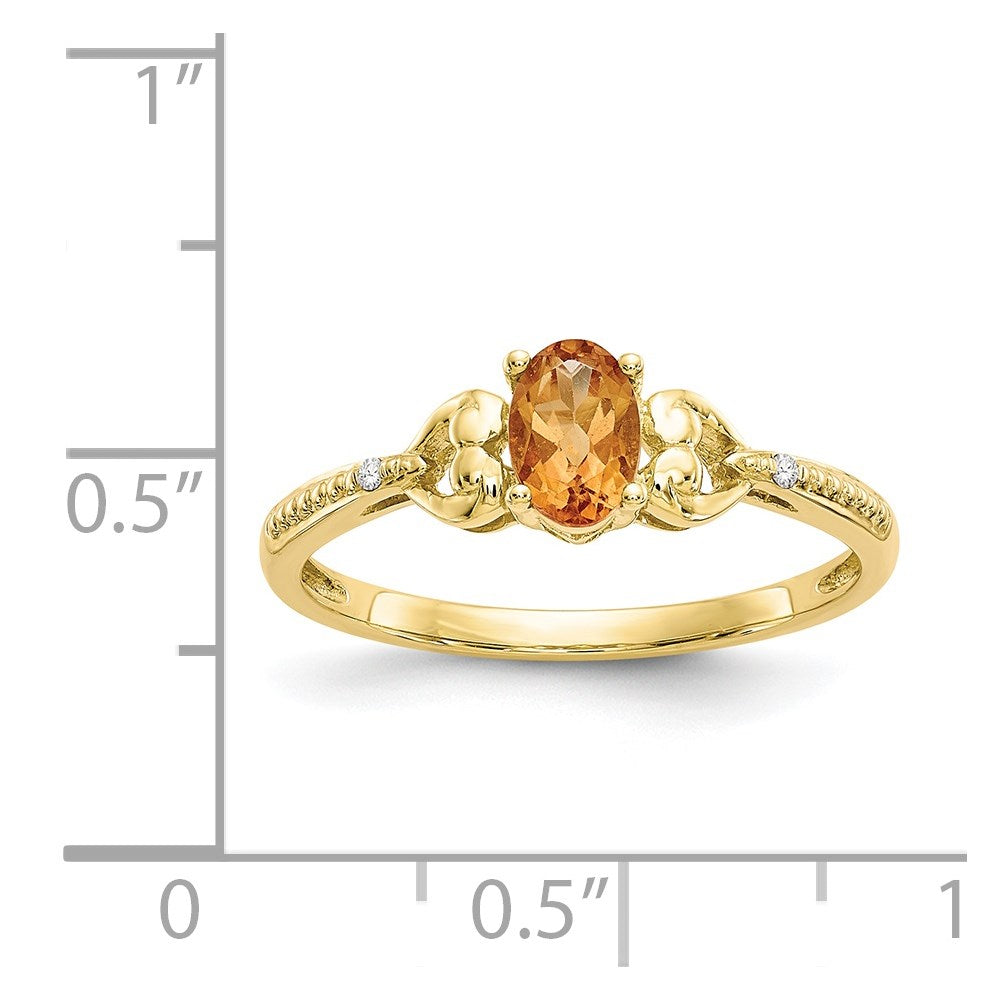 10K Gelbgold Ring mit Citrin und Diamant