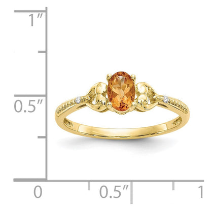 10K Gelbgold Ring mit Citrin und Diamant