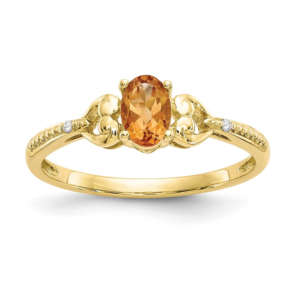 10K Gelbgold Ring mit Citrin und Diamant