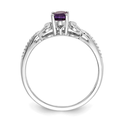 10K Weißgold Ring mit Amethyst und Diamanten