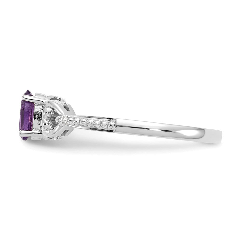 10K Weißgold Ring mit Amethyst und Diamanten