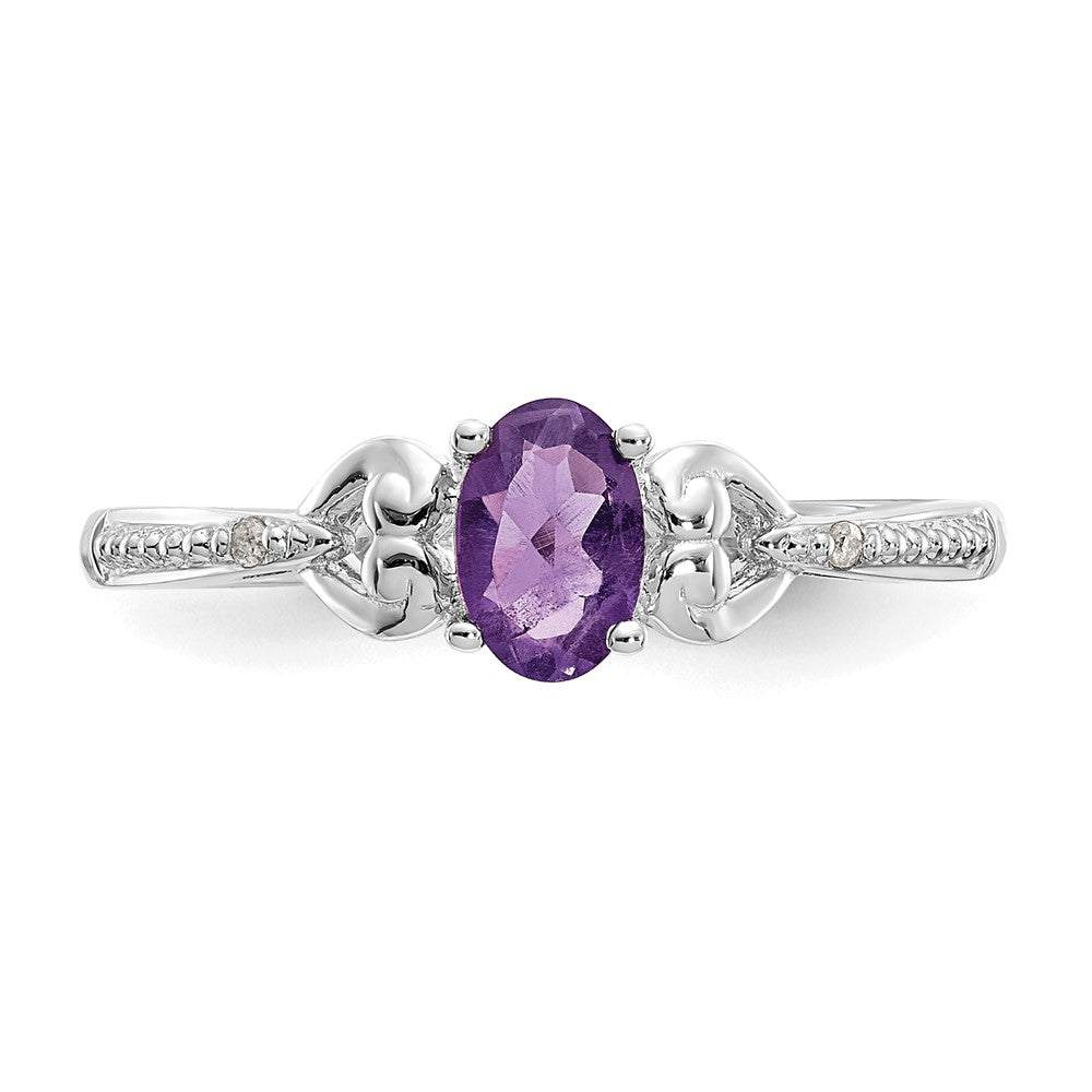 10K Weißgold Ring mit Amethyst und Diamanten