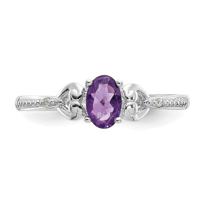 10K Weißgold Ring mit Amethyst und Diamanten