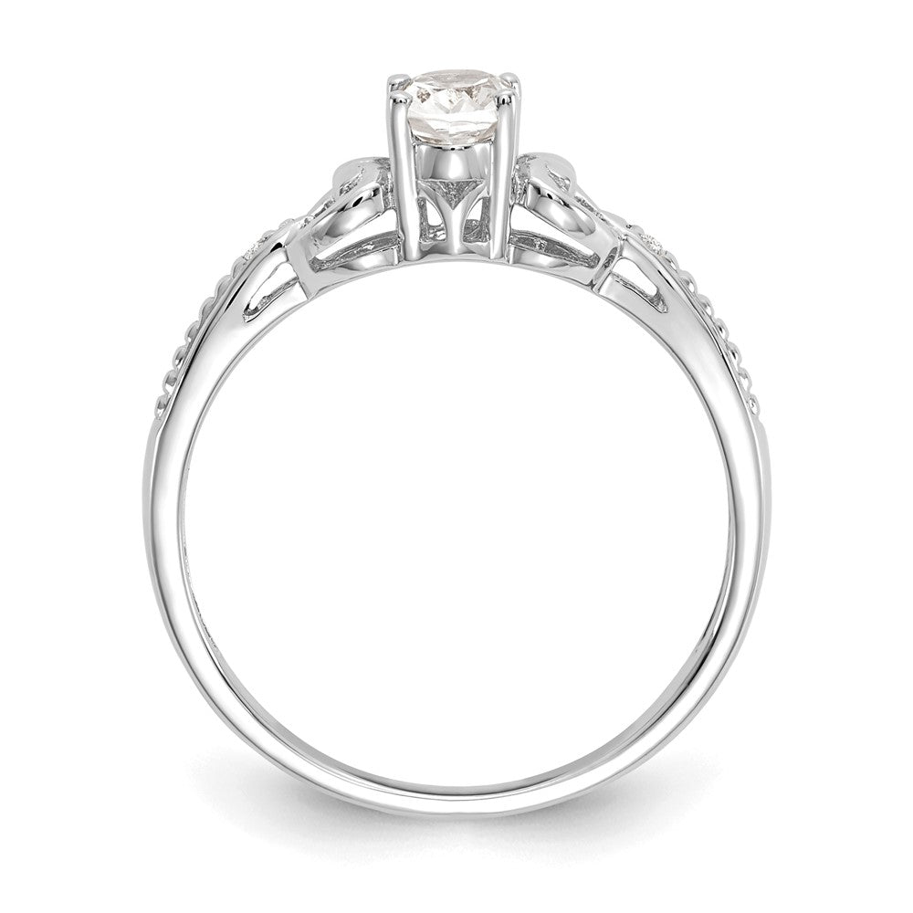 14K Weißgold Ring mit Topas und natürlichen Diamanten