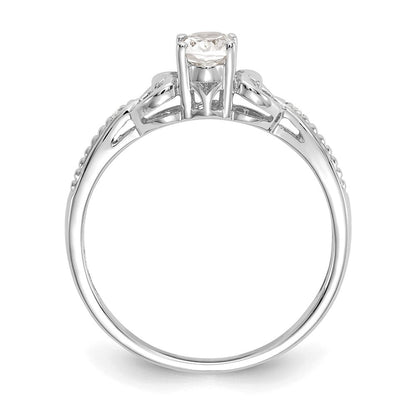 14K Weißgold Ring mit Topas und natürlichen Diamanten
