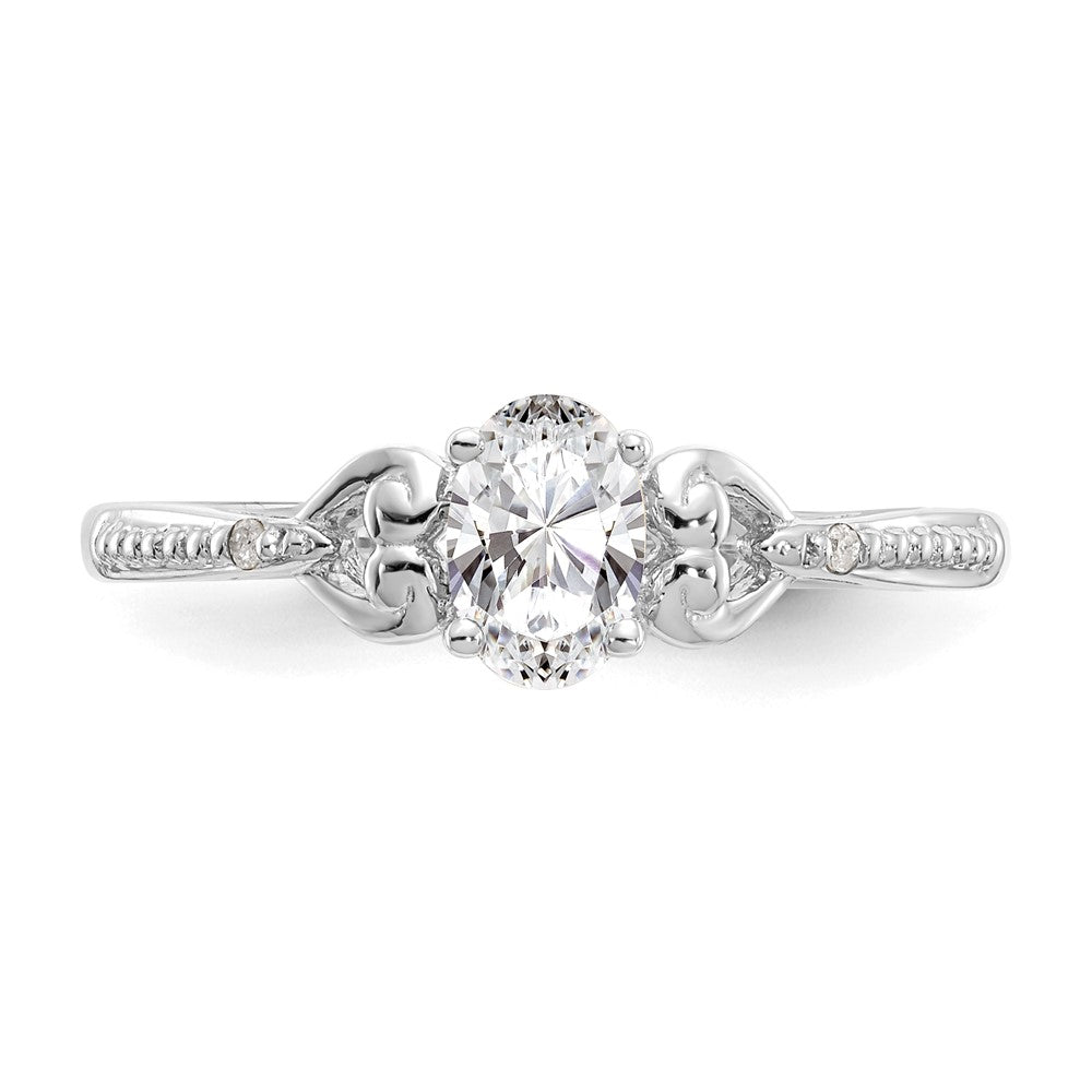 14K Weißgold Ring mit Topas und natürlichen Diamanten