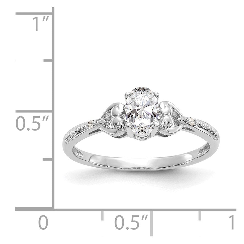 14K Weißgold Ring mit Topas und natürlichen Diamanten