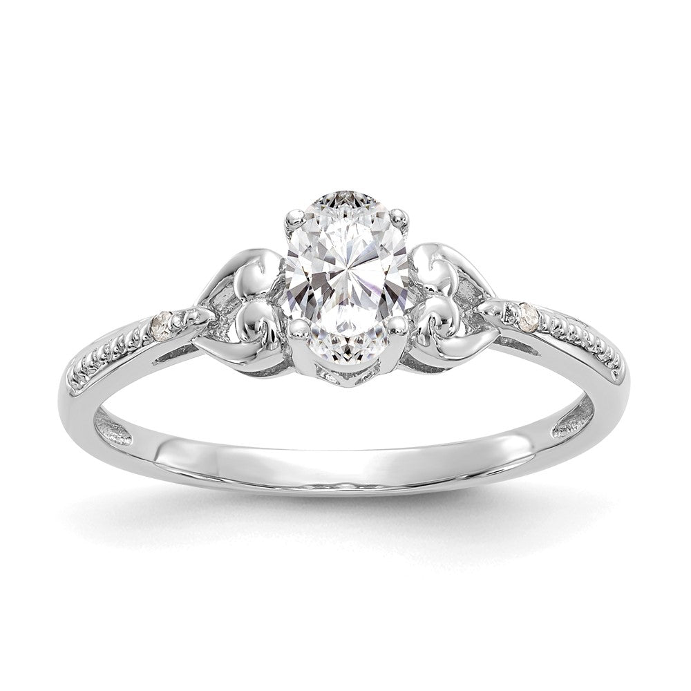 14K Weißgold Ring mit Topas und natürlichen Diamanten