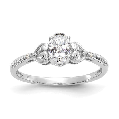 14K Weißgold Ring mit Topas und natürlichen Diamanten